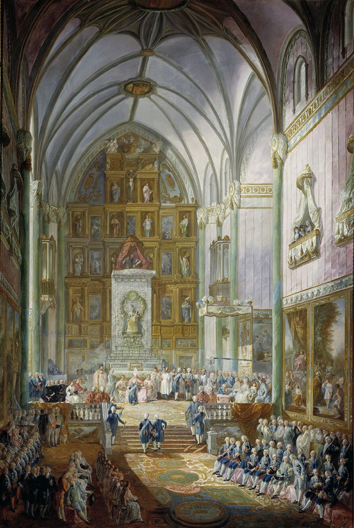 Jura del príncipe de Asturias con la vista interior de la iglesia de San  Jerónimo y con el adorno y concurrencia que hubo en este acto - Paret y  Alcázar, Luis -