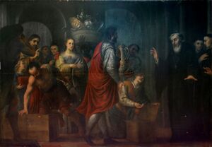 San Agustín recibiendo donaciones de los ricos, para entregarlas a los pobres (1).jpg